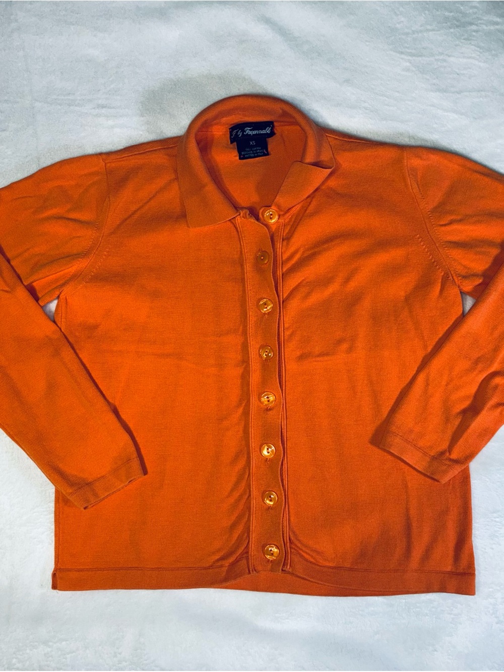F by Faconnable Bright Orange Button-Up Cardigan